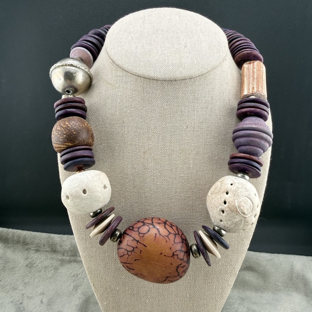 Vintage Ethnic Statement Necklace Beaded Unique‎ Boho 18"